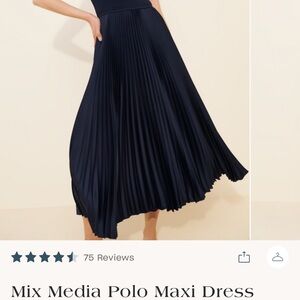Elegant Navy Pleated Maxi Dress